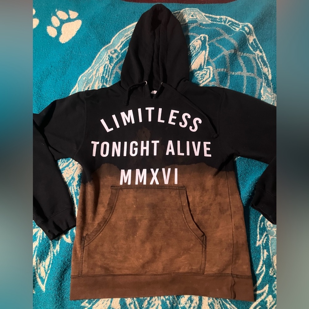 Tonight Alive Band Black Ombré Bleach Limitless Hoodie NEW Medium